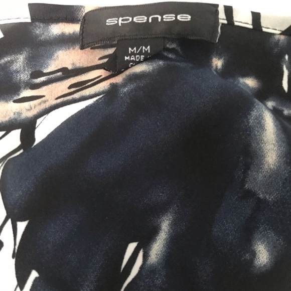 Spence Dark Blue Floral Sleeveless Semi-Sheer Blouse - Picture 2 of 11